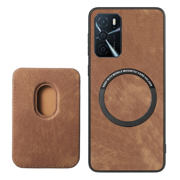 For OPPO Reno8 Z Retro Leather Card Bag Magnetic Phone Case(Brown) - OPPO Cases by PMC Jewellery | Online Shopping South Africa | PMC Jewellery | Buy Now Pay Later Mobicred