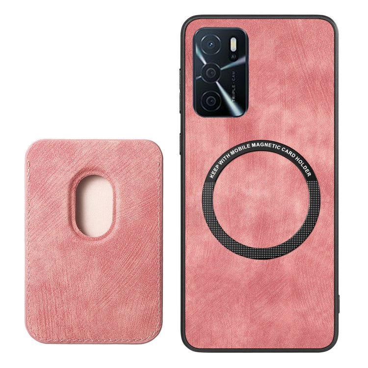 For OPPO Reno9 5G Retro Leather Card Bag Magnetic Phone Case(Pink) - OPPO Cases by PMC Jewellery | Online Shopping South Africa | PMC Jewellery | Buy Now Pay Later Mobicred