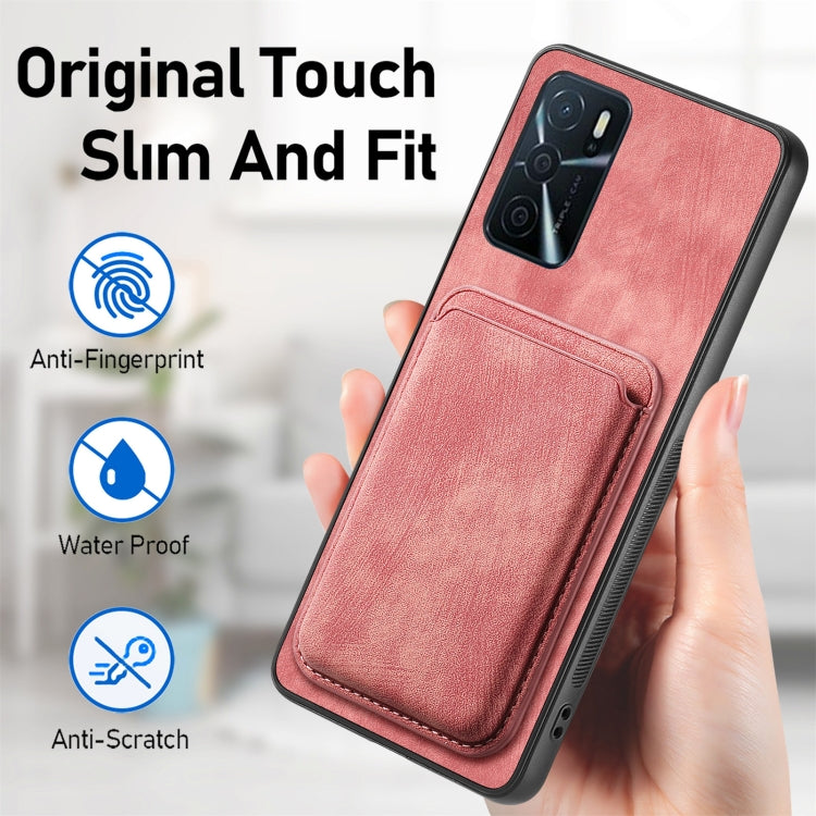 For OPPO A17K Retro Leather Card Bag Magnetic Phone Case(Pink) - OPPO Cases by PMC Jewellery | Online Shopping South Africa | PMC Jewellery | Buy Now Pay Later Mobicred