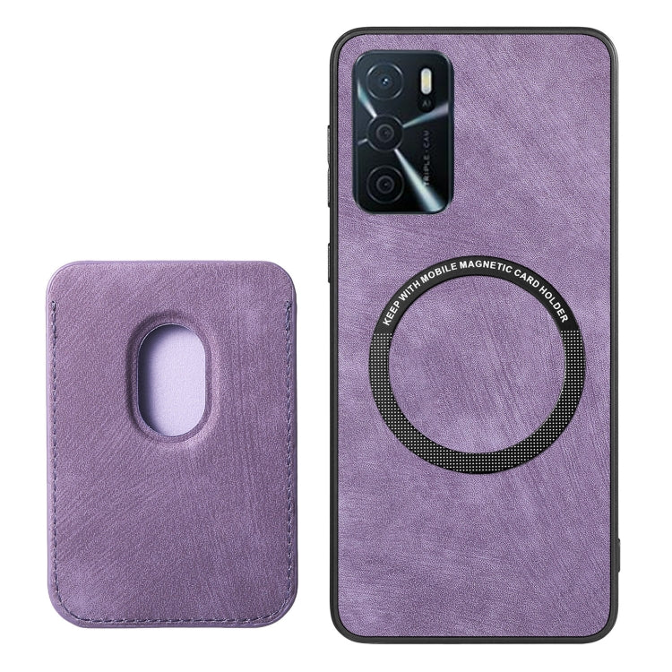 For OPPO A17K Retro Leather Card Bag Magnetic Phone Case(Purple) - OPPO Cases by PMC Jewellery | Online Shopping South Africa | PMC Jewellery | Buy Now Pay Later Mobicred