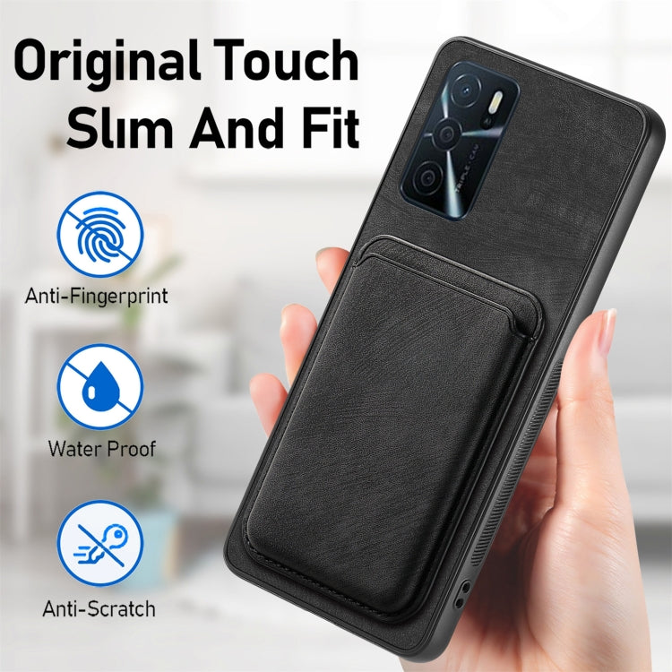 For OPPO A17 Retro Leather Card Bag Magnetic Phone Case(Black) - OPPO Cases by PMC TechLife | Online Shopping South Africa | PMC TechLife | Buy Now Pay Later Mobicred