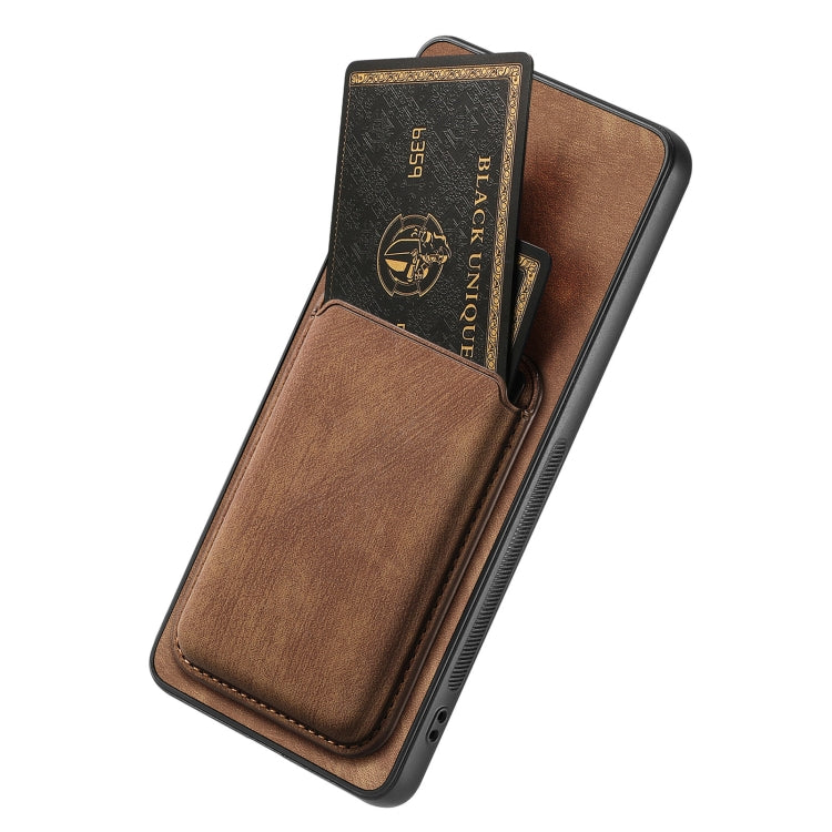 For OPPO Reno7 4G Retro Leather Card Bag Magnetic Phone Case(Brown) - OPPO Cases by PMC TechLife | Online Shopping South Africa | PMC TechLife | Buy Now Pay Later Mobicred