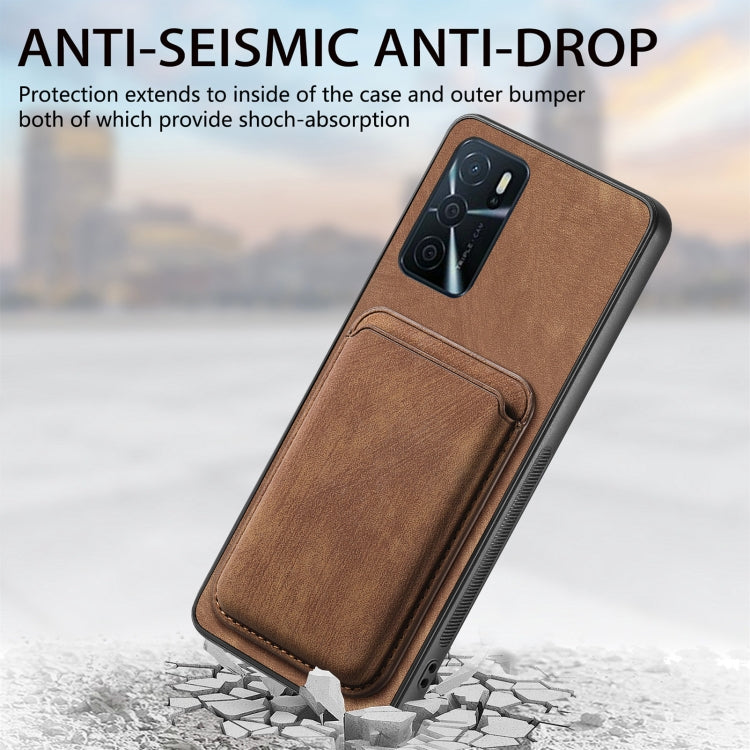 For OPPO Reno7 4G Retro Leather Card Bag Magnetic Phone Case(Brown) - OPPO Cases by PMC TechLife | Online Shopping South Africa | PMC TechLife | Buy Now Pay Later Mobicred