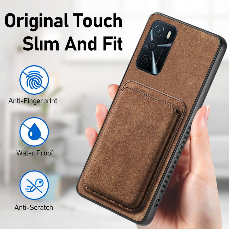 For OPPO Reno7 4G Retro Leather Card Bag Magnetic Phone Case(Brown) - OPPO Cases by PMC Jewellery | Online Shopping South Africa | PMC Jewellery | Buy Now Pay Later Mobicred