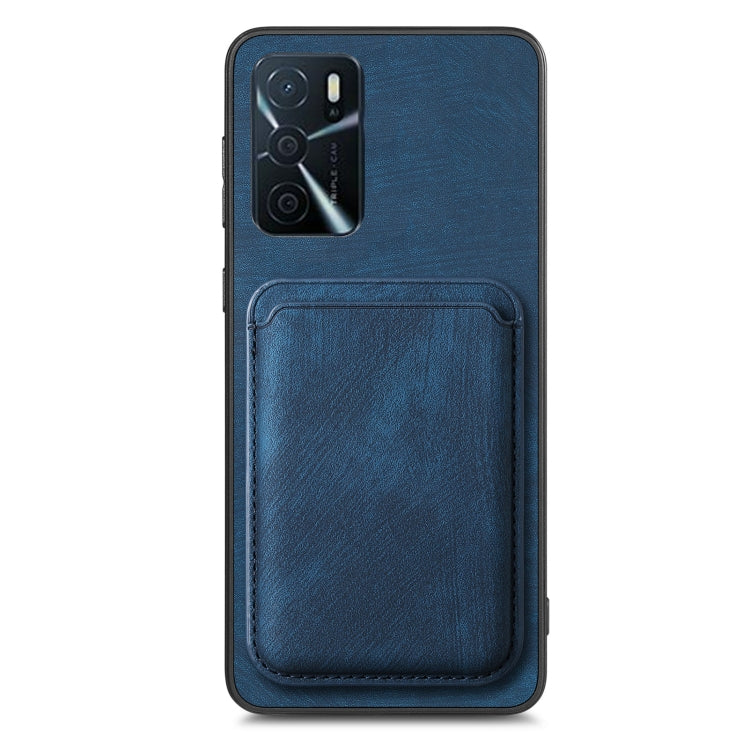 For OPPO Reno7 4G Retro Leather Card Bag Magnetic Phone Case(Blue) - OPPO Cases by PMC TechLife | Online Shopping South Africa | PMC TechLife | Buy Now Pay Later Mobicred