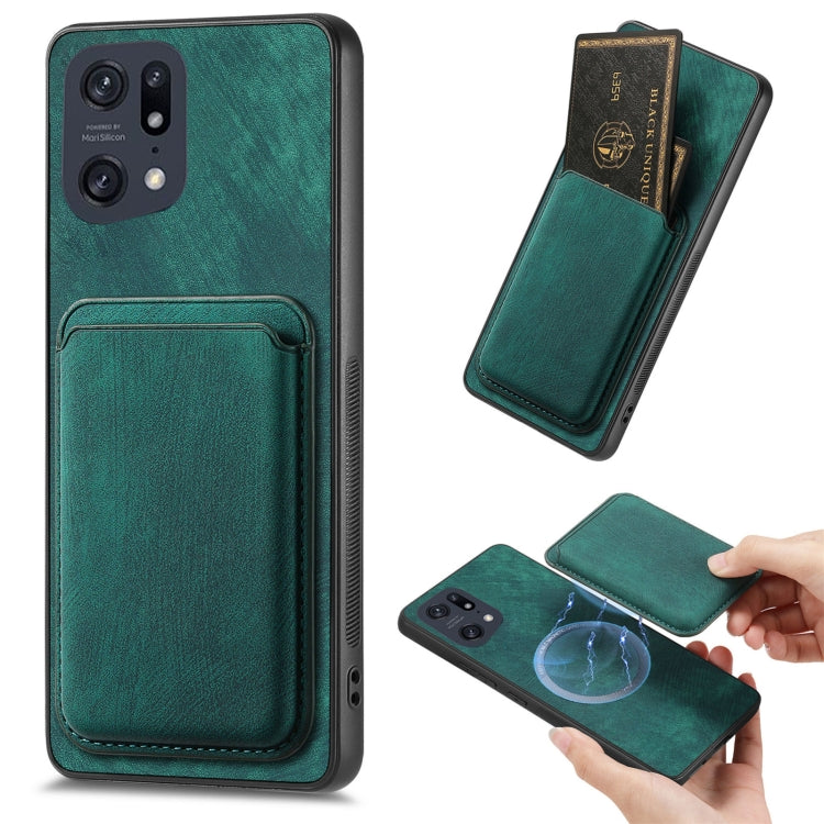 For OPPO Find X5 Pro Retro Leather Card Bag Magnetic Phone Case(Green) - OPPO Cases by PMC Jewellery | Online Shopping South Africa | PMC Jewellery | Buy Now Pay Later Mobicred