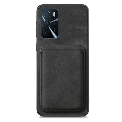 For OPPO Reno7 Pro 5G Retro Leather Card Bag Magnetic Phone Case(Black) - OPPO Cases by PMC Jewellery | Online Shopping South Africa | PMC Jewellery | Buy Now Pay Later Mobicred