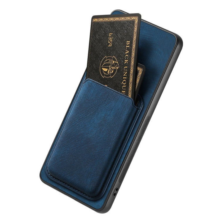 For OPPO Reno7 5G Retro Leather Card Bag Magnetic Phone Case(Blue) - OPPO Cases by PMC TechLife | Online Shopping South Africa | PMC TechLife | Buy Now Pay Later Mobicred