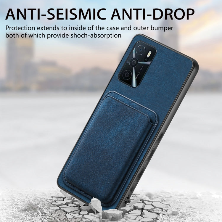 For OPPO Reno7 5G Retro Leather Card Bag Magnetic Phone Case(Blue) - OPPO Cases by PMC TechLife | Online Shopping South Africa | PMC TechLife | Buy Now Pay Later Mobicred