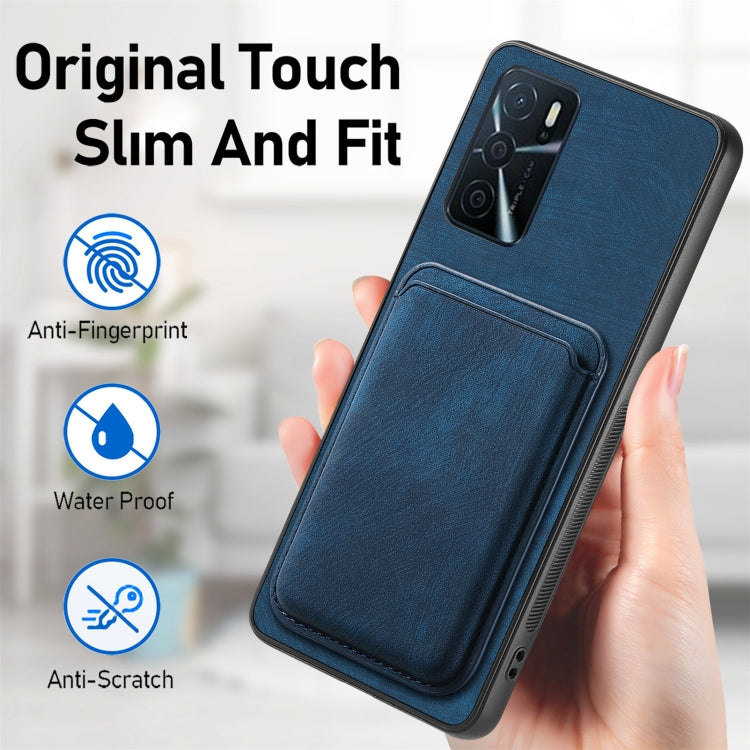 For OPPO Reno7 5G Retro Leather Card Bag Magnetic Phone Case(Blue) - OPPO Cases by PMC TechLife | Online Shopping South Africa | PMC TechLife | Buy Now Pay Later Mobicred