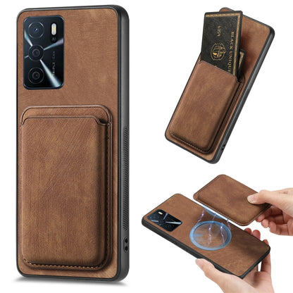 For OPPO A16 Retro Leather Card Bag Magnetic Phone Case(Brown) - OPPO Cases by PMC Jewellery | Online Shopping South Africa | PMC Jewellery | Buy Now Pay Later Mobicred