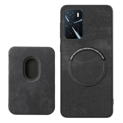 For OPPO Reno6 Pro 5G Retro Leather Card Bag Magnetic Phone Case(Black) - OPPO Cases by PMC Jewellery | Online Shopping South Africa | PMC Jewellery | Buy Now Pay Later Mobicred