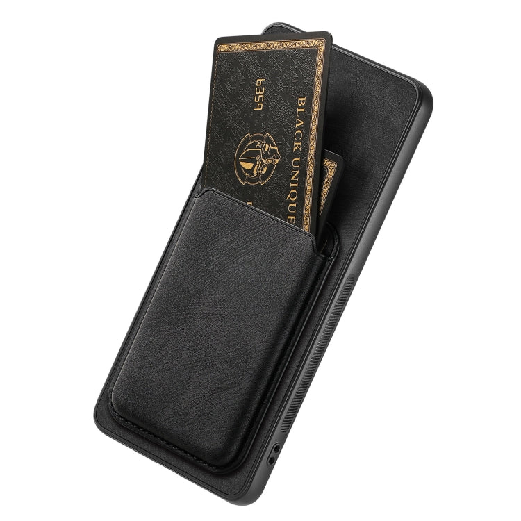 For OPPO Reno6 Pro 5G Retro Leather Card Bag Magnetic Phone Case(Black) - OPPO Cases by PMC Jewellery | Online Shopping South Africa | PMC Jewellery | Buy Now Pay Later Mobicred