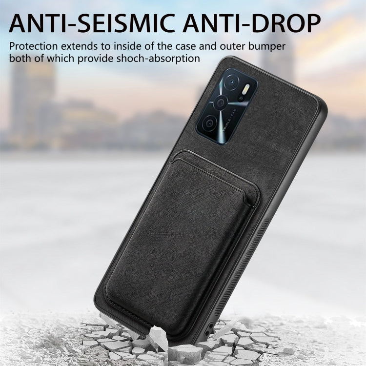 For OPPO Reno6 Pro+ Retro Leather Card Bag Magnetic Phone Case(Black) - OPPO Cases by PMC TechLife | Online Shopping South Africa | PMC TechLife | Buy Now Pay Later Mobicred