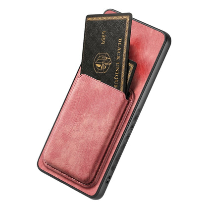 For OPPO F19 Pro Retro Leather Card Bag Magnetic Phone Case(Pink) - OPPO Cases by PMC Jewellery | Online Shopping South Africa | PMC Jewellery | Buy Now Pay Later Mobicred