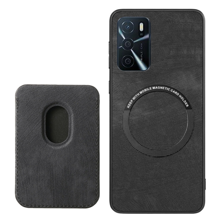 For OPPO Reno7 Z 5G/F21 Pro 5G Retro Leather Card Bag Magnetic Phone Case(Black) - OPPO Cases by PMC Jewellery | Online Shopping South Africa | PMC Jewellery | Buy Now Pay Later Mobicred