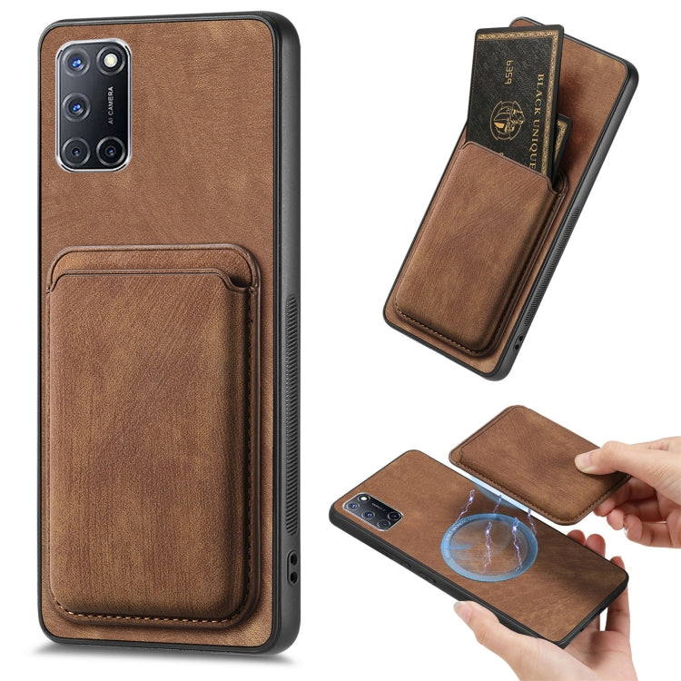 For OPPO A52 / A72/ A92 Retro Leather Card Bag Magnetic Phone Case(Brown) - OPPO Cases by PMC Jewellery | Online Shopping South Africa | PMC Jewellery | Buy Now Pay Later Mobicred