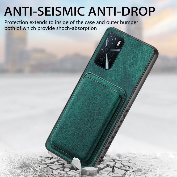 For OPPO A7/A12 Retro Leather Card Bag Magnetic Phone Case(Green) - OPPO Cases by PMC TechLife | Online Shopping South Africa | PMC TechLife | Buy Now Pay Later Mobicred