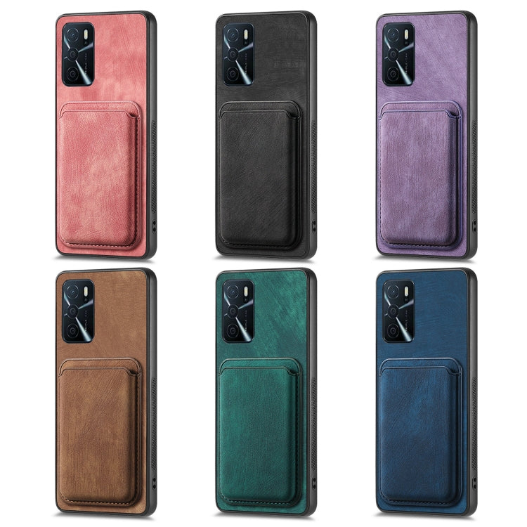 For OPPO A78 4G Retro Leather Card Bag Magnetic Phone Case(Black) - OPPO Cases by PMC TechLife | Online Shopping South Africa | PMC TechLife | Buy Now Pay Later Mobicred