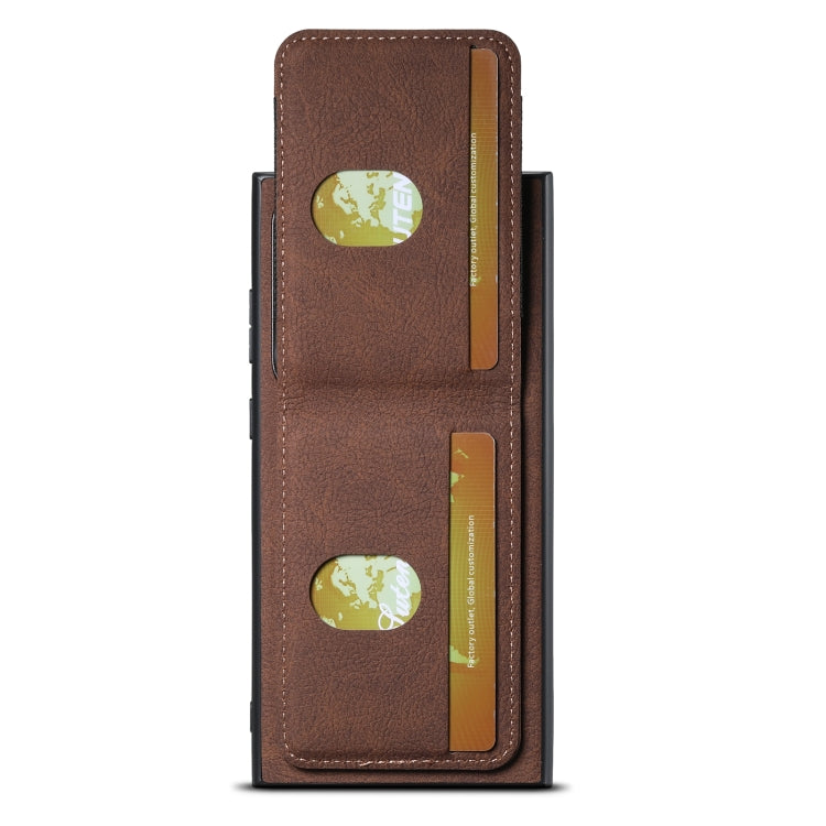 For Samsuny Galaxy S24 Ultrra 5G Suteni H03 Litchi Leather Card Bag Stand Back Phone Case(Brown) - Galaxy S24 Ultra 5G Cases by Suteni | Online Shopping South Africa | PMC Jewellery | Buy Now Pay Later Mobicred