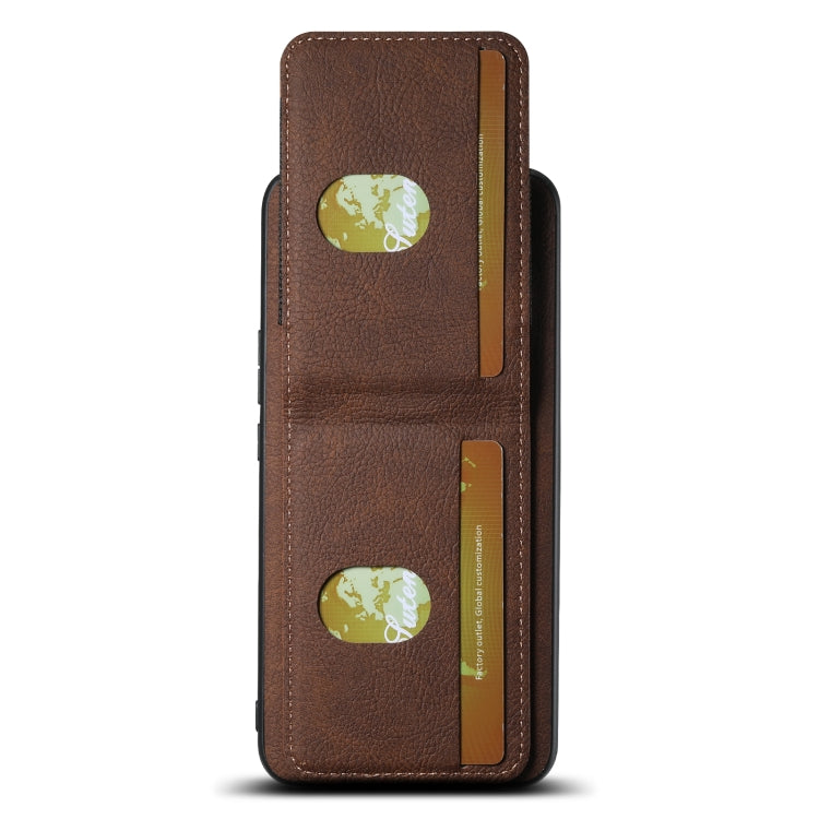 For Honor Magic6 Pro Suteni H03 Litchi Leather Card Bag Stand Back Phone Case(Brown) - Honor Cases by Suteni | Online Shopping South Africa | PMC Jewellery | Buy Now Pay Later Mobicred