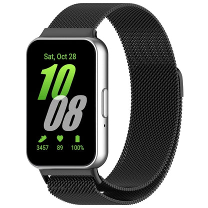 For Samsung Galaxy Fit 3 Milanese Metal Steel Mesh Watch Band(Black) - Watch Bands by PMC Jewellery | Online Shopping South Africa | PMC Jewellery