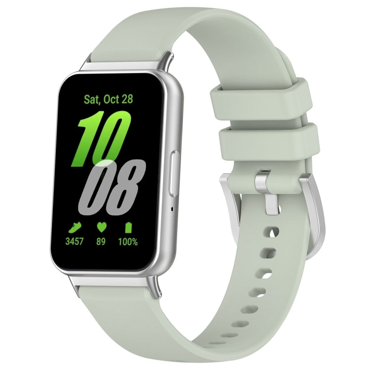 For Samsung Galaxy Fit 3 SM-R390 Metal Connector Liquid Glossy Silicone Watch Band(Green) - Watch Bands by PMC Jewellery | Online Shopping South Africa | PMC Jewellery