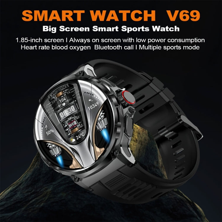 V69 1.85 inch Color Screen Smart Watch, Support Bluetooth Call / Heart Rate / Blood Pressure / Blood Oxygen Monitoring(Silver) - Smart Watches by PMC Jewellery | Online Shopping South Africa | PMC Jewellery
