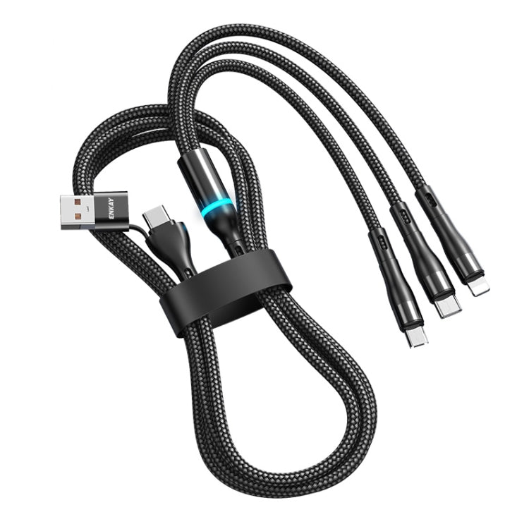 ENKAY 6-in-1 5A USB + Type-C to Type-C / 8 Pin / Micro USB Multifunction Fast Charging Cable, Cable Length:1.3m(Black) - Multifunction Cable by ENKAY | Online Shopping South Africa | PMC Jewellery | Buy Now Pay Later Mobicred