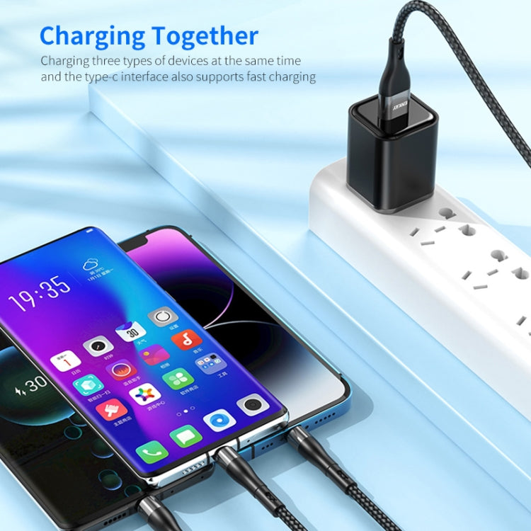 ENKAY 6-in-1 5A USB + Type-C to Type-C / 8 Pin / Micro USB Multifunction Fast Charging Cable, Cable Length:1.3m(Black) - Multifunction Cable by ENKAY | Online Shopping South Africa | PMC Jewellery | Buy Now Pay Later Mobicred