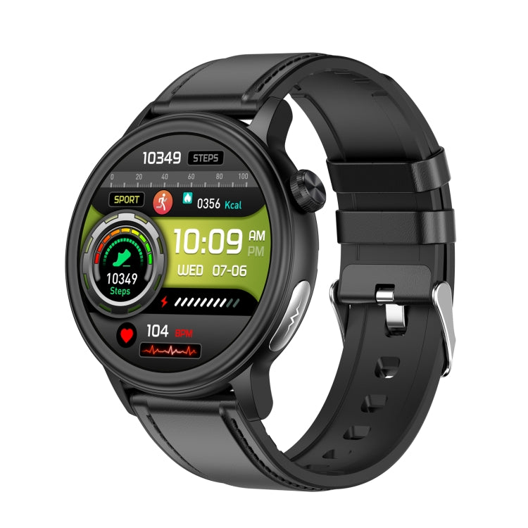 ET470 1.39 inch Color Screen Smart Watch Leather Strap, Support Bluetooth Call / ECG(Black) - Smart Watches by PMC TechLife | Online Shopping South Africa | PMC TechLife