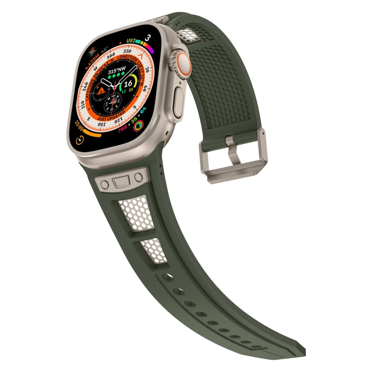 For Apple Watch SE 2023 44mm Breathable Stainless Steel Mesh TPU Watch Band(Green Titanium) - Watch Bands by PMC Jewellery | Online Shopping South Africa | PMC Jewellery