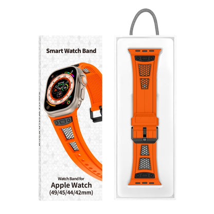 For  Apple Watch Series 9 45mm Breathable Stainless Steel Mesh TPU Watch Band(Orange Black) - Watch Bands by PMC Jewellery | Online Shopping South Africa | PMC Jewellery