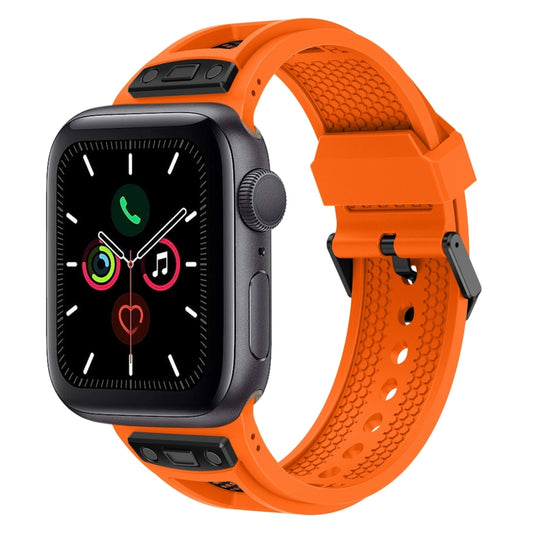 For Apple Watch Series 5 44mm Breathable Stainless Steel Mesh TPU Watch Band(Orange Black) - Watch Bands by PMC Jewellery | Online Shopping South Africa | PMC Jewellery