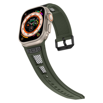 For Apple Watch Series 5 44mm Breathable Stainless Steel Mesh TPU Watch Band(Green Black) - Watch Bands by PMC Jewellery | Online Shopping South Africa | PMC Jewellery