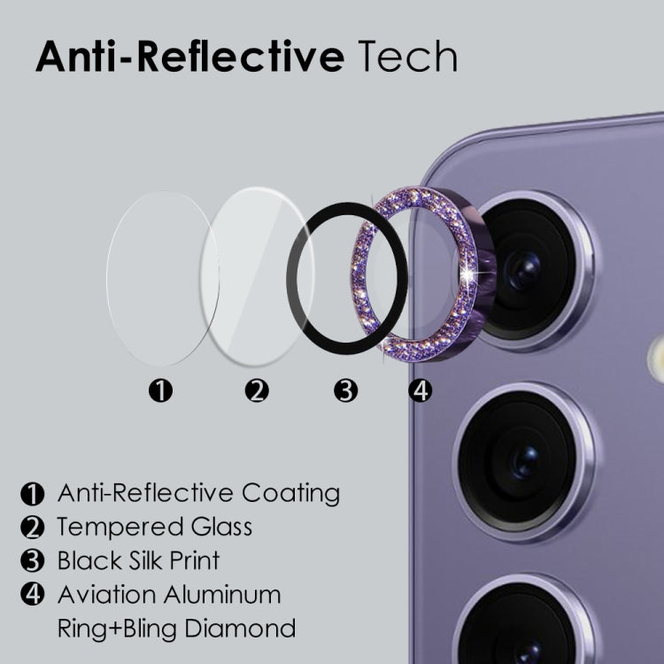 For Samsung Galaxy S24 5G NORTHJO Camera Lens Bling Glitter Metal Ring Tempered Glass Film(Purple) - Galaxy S24 5G Tempered Glass by NORTHJO | Online Shopping South Africa | PMC Jewellery | Buy Now Pay Later Mobicred