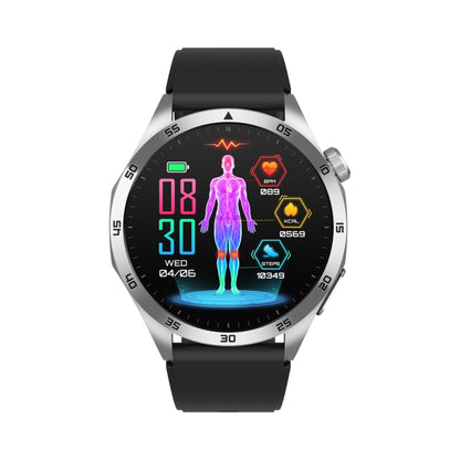 ET485 1.43 inch Color Screen Smart Watch Silicone Strap, Support Bluetooth Call / Micro-physical Examination(Silver) - Smart Watches by PMC Jewellery | Online Shopping South Africa | PMC Jewellery