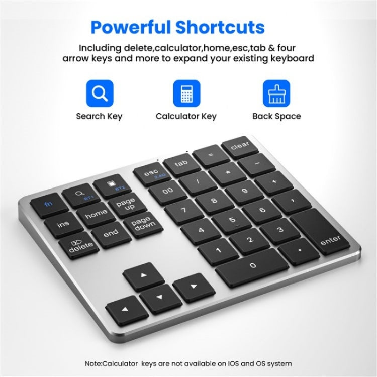 K-35 Computer Laptop Keyboard 35-Keys Tablet Accessories Bluetooth Keypad(Black Gray) - Wireless Keyboard by PMC Jewellery | Online Shopping South Africa | PMC Jewellery | Buy Now Pay Later Mobicred