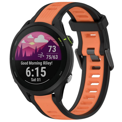 For Garmin Forerunner 255 Music 22mm Two Color Textured Silicone Watch Band(Orange+Black) - Watch Bands by PMC Jewellery | Online Shopping South Africa | PMC Jewellery