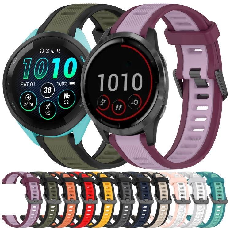 For Garmin Venu 3 22mm Two Color Textured Silicone Watch Band(Starlight + Black) - Watch Bands by PMC TechLife | Online Shopping South Africa | PMC TechLife