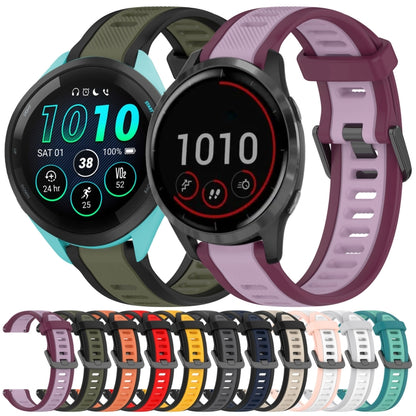 For Garmin Forerunner 255 22mm Two Color Textured Silicone Watch Band(Teal) - Watch Bands by PMC Jewellery | Online Shopping South Africa | PMC Jewellery