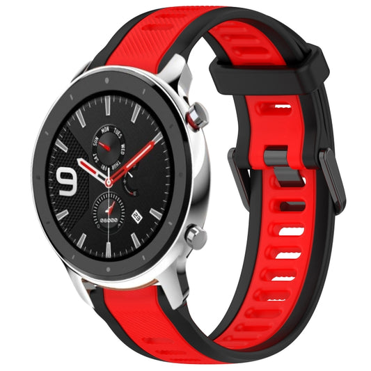 For Amazfit GTR 4 22mm Two-Color Textured Silicone Watch Band(Red+Black) - Watch Bands by PMC Jewellery | Online Shopping South Africa | PMC Jewellery