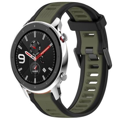 For Amazfit GTR 4 Pro 22mm Two-Color Textured Silicone Watch Band(Green+Black) - Watch Bands by PMC Jewellery | Online Shopping South Africa | PMC Jewellery