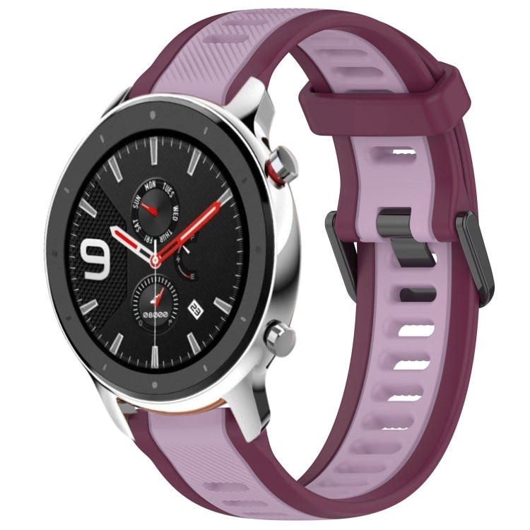 For Amazfit GTR 4 Pro 22mm Two-Color Textured Silicone Watch Band(Purple) - Watch Bands by PMC Jewellery | Online Shopping South Africa | PMC Jewellery