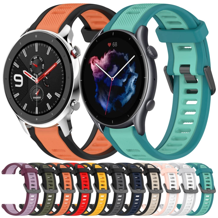 For Amazfit 3 22mm Two-Color Textured Silicone Watch Band(Green+Black) - Watch Bands by PMC TechLife | Online Shopping South Africa | PMC TechLife