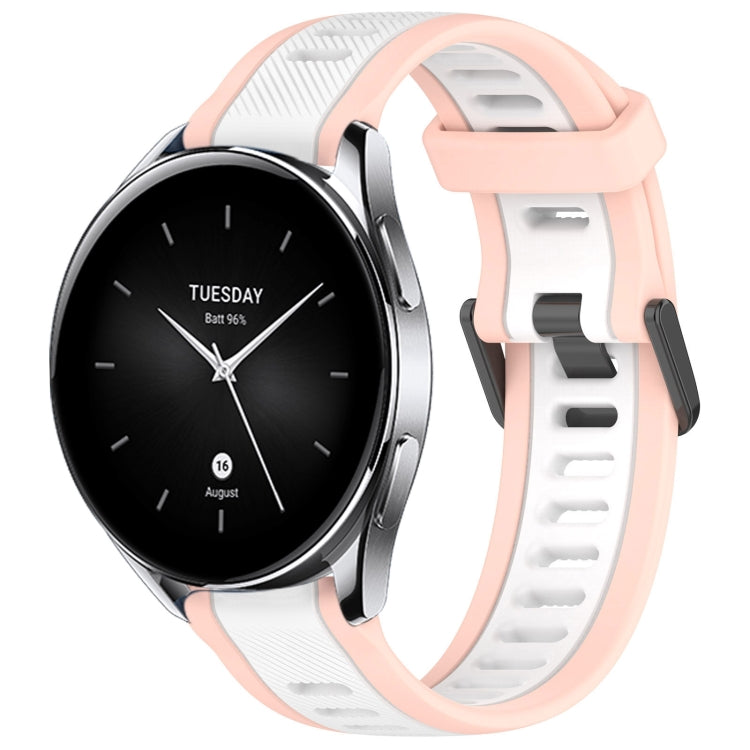 For Xiaomi Watch S2 22mm Two Color Textured Silicone Watch Band(White+Pink) - Watch Bands by PMC Jewellery | Online Shopping South Africa | PMC Jewellery