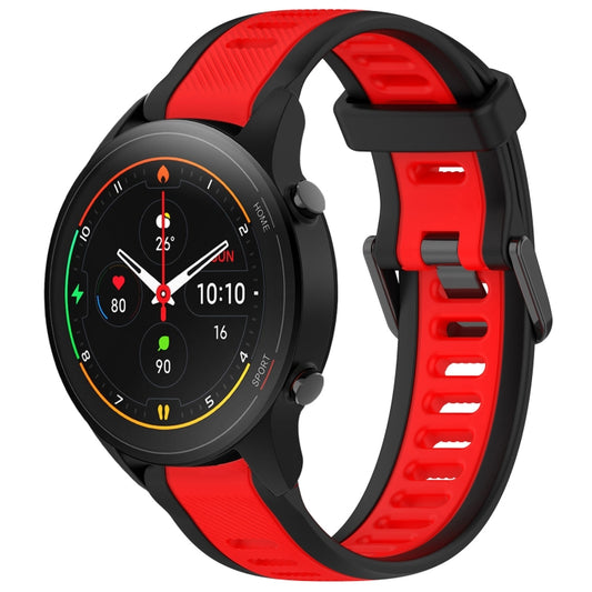 For Xiaomi MI Watch S1 Pro 22mm Two Color Textured Silicone Watch Band(Red+Black) - Watch Bands by PMC Jewellery | Online Shopping South Africa | PMC Jewellery
