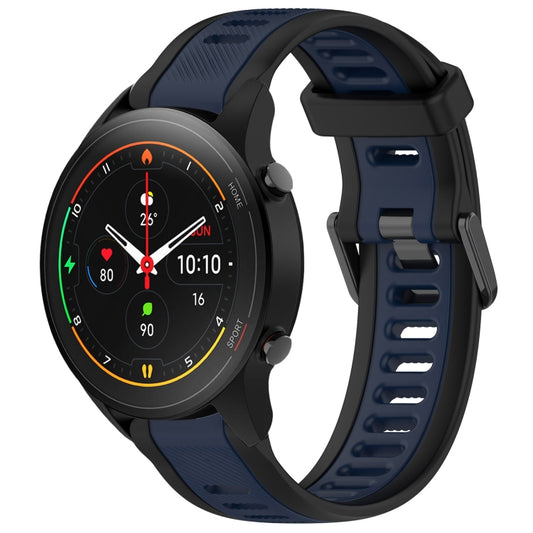 For Xiaomi MI Watch S1 Pro 22mm Two Color Textured Silicone Watch Band(Midnight Blue+Black) - Watch Bands by PMC Jewellery | Online Shopping South Africa | PMC Jewellery