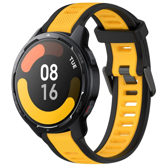 For Xiaomi Watch S1 Active 22mm Two Color Textured Silicone Watch Band(Yellow+Black) - Watch Bands by PMC Jewellery | Online Shopping South Africa | PMC Jewellery