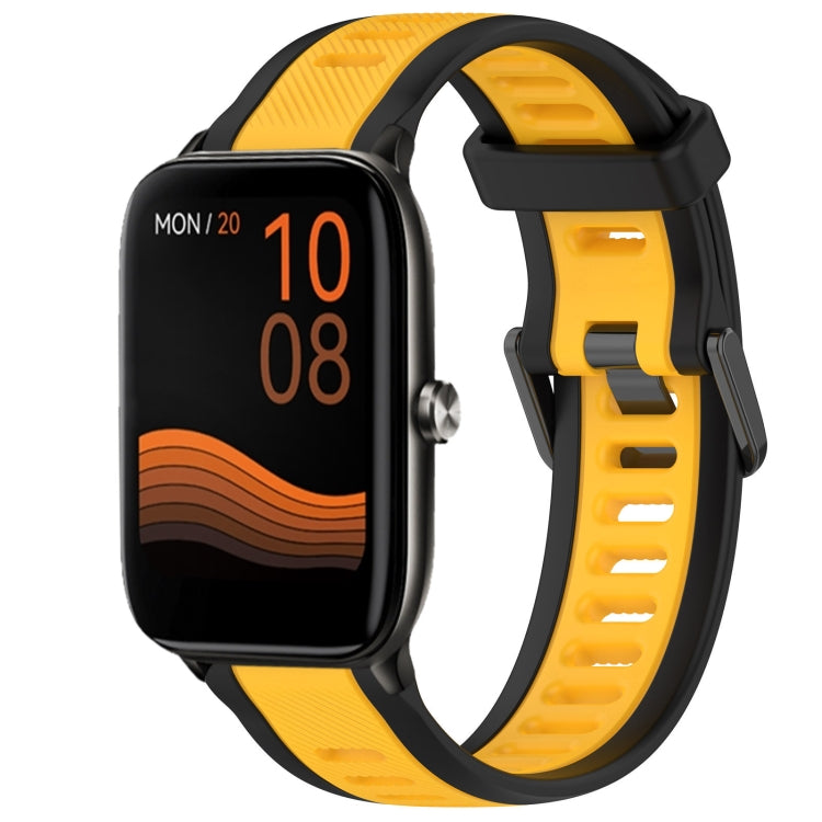 For Xiaomi Haylou GST LS09B 22mm Two Color Textured Silicone Watch Band(Yellow+Black) - Watch Bands by PMC Jewellery | Online Shopping South Africa | PMC Jewellery